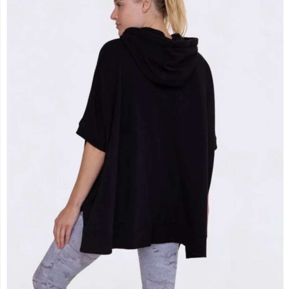 Mono B Women's Oversized Half Sleeve Hoodie, Black M/L - Picture 2 of 2